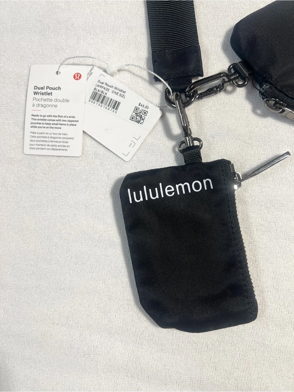 NWT Lululemon Dual Pouch Wristlet - Black/Black